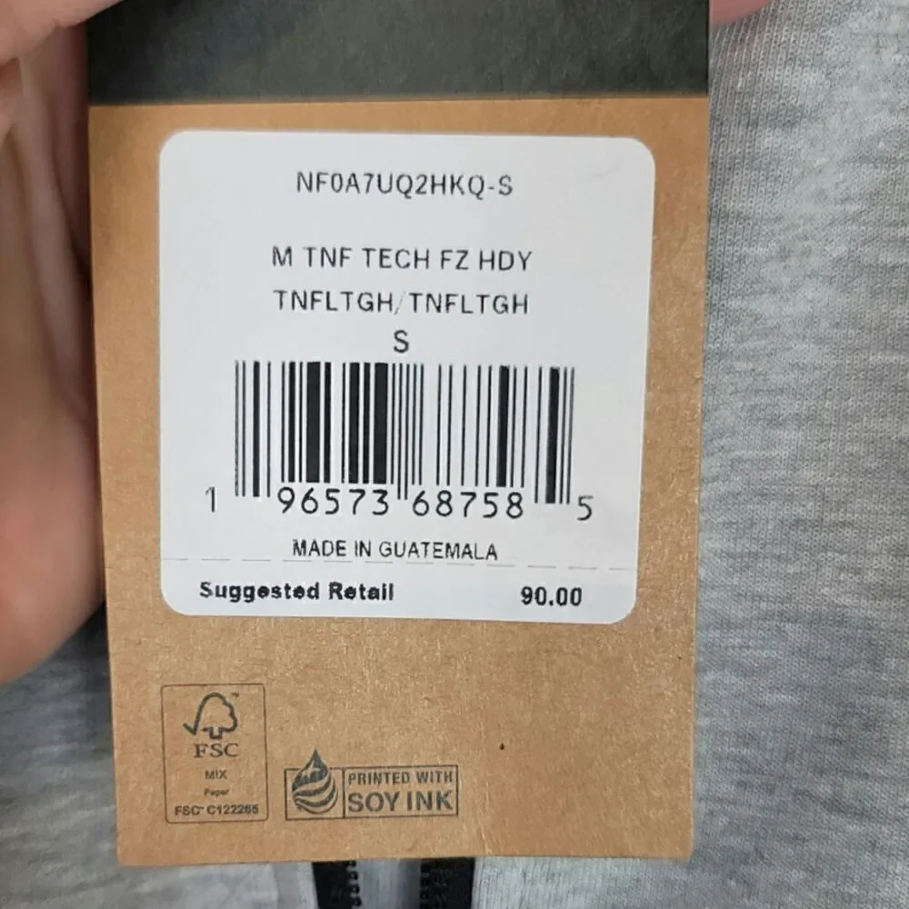 The North Face Tech Full Zip Hoodie in TNF GRAY, sz Small